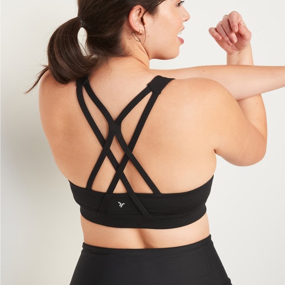 Old Navy Mauve PowerPress Medium Support Strappy Sports Bra for Women - Picture 4 of 5